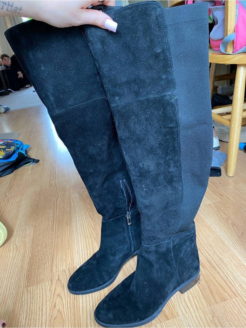 Sam Edelman Black Suede Over-the-Knee Boots